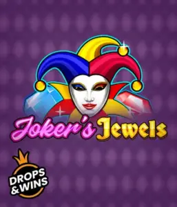 Enjoy the vibrant charm of Joker's Jewels slot by Pragmatic Play, highlighting a charming joker's mask embellished with a vivid jester hat. This image captures the fun and excitement of classic slots, set against a lavender background. Great for those who love classic slot games, offering a entertaining play experience. 