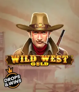  Encounter the rugged sheriff of "Wild West Gold," a thrilling slot game by Pragmatic Play. The image shows a stern-faced sheriff with a golden star badge, framed by a sun-baked Old West town backdrop. The game's title is prominently displayed in a classic font, complementing the theme of adventure and law enforcement in the wild frontier. 