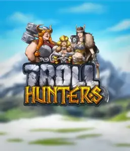 Enter the realm of "Troll Hunters," where fierce Viking warriors prepare to take on their foes. The logo features a male and female Viking, dressed for battle, set against a frosty landscape. They emanate power and determination, reflecting the spirit of the game's adventurous theme.